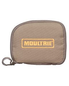 Front of Moultrie SD Card Soft Case with orange embroidered Moultrie logo