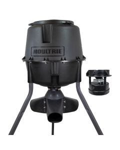 Moultrie 30-Gallon Gravity Combo Tripod Feeder featuring the Gravity Feeder Kit and All-In-One Feeder Kit