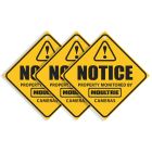 Moultrie Camera Surveillance Signs 3-Pack - bright yellow with black text that reads NOTICE, PROPERTY MONITORED BY MOULTRIE CAMERAS