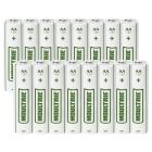 Moultrie 16-pack of AA alkaline batteries - green and white with the Moultrie logo on them
