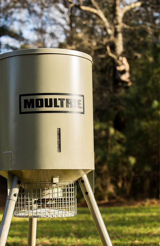 Moultrie 300LB Metal Broadcast Feeder in a field